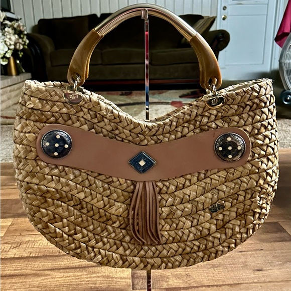 Pier Giorgio • Vintage • Brown • Wicker •  Bamboo Straw • Handbag - Picture 10 of 16